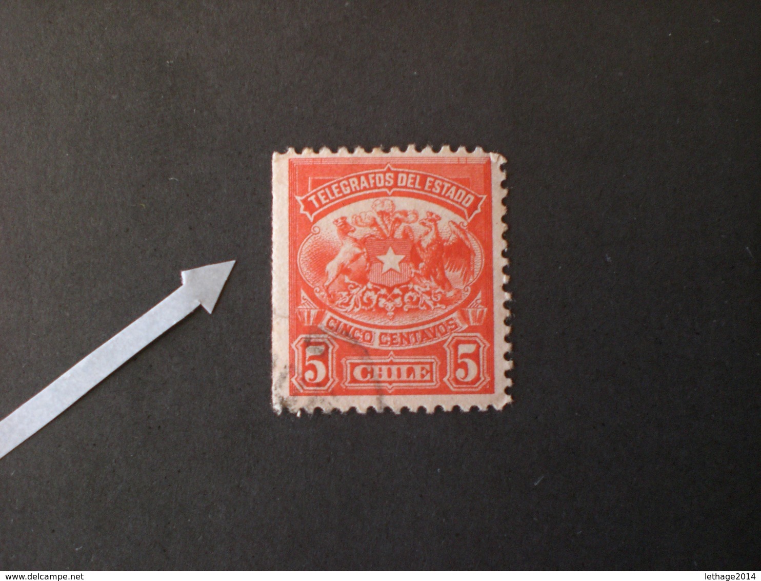 CILE CHILE  1883 TELEGRAPH STAMP, IMPERFORATED LEFT - Cile