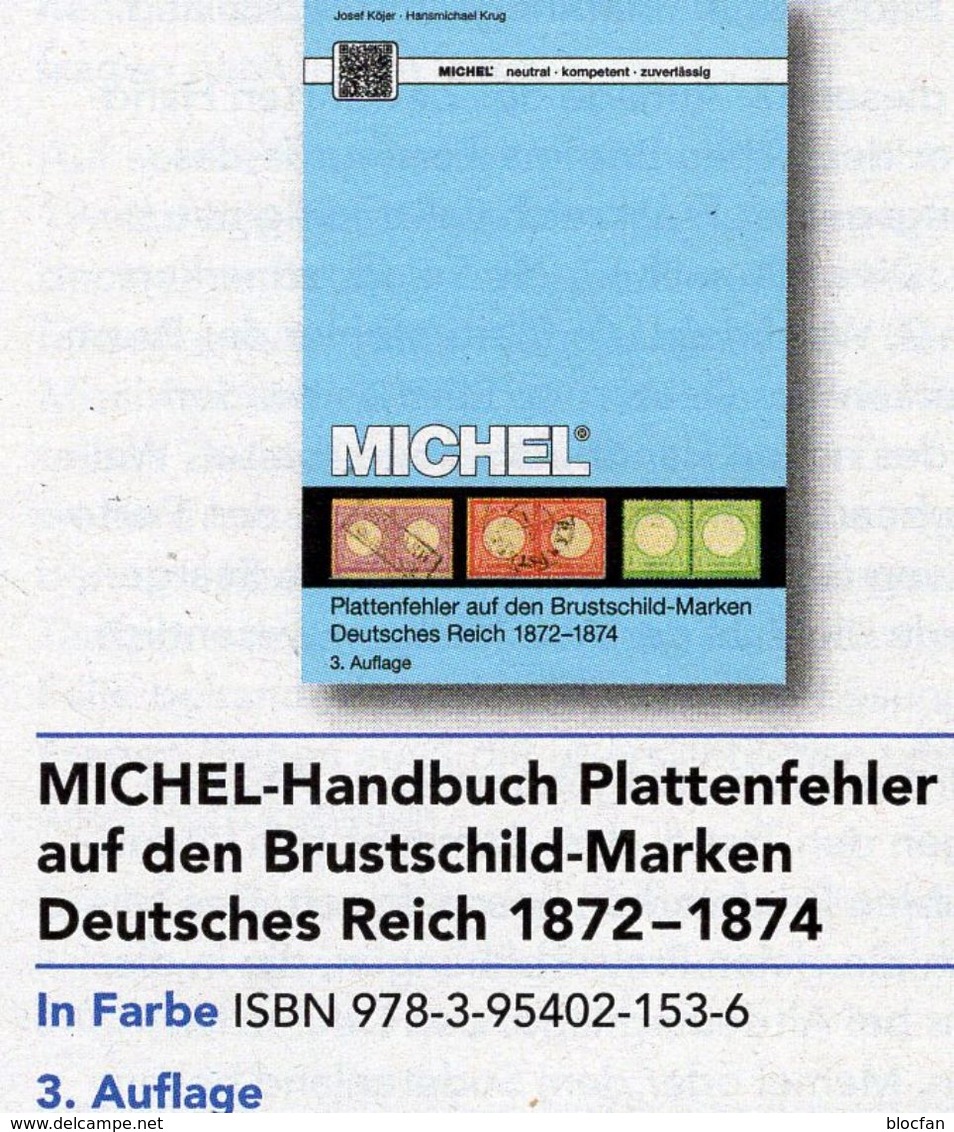 MICHEL 2017 Deutschland Brustschild 1872 Neu 89€ Deutsche Reich Plattenfehler Kaiserreich Special Catalogue Germany - Germany