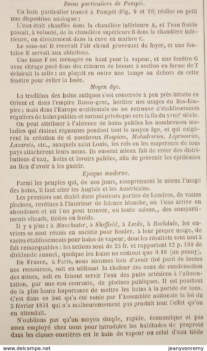 Plan Des Bains Dans Les Habitations Privées. 1869 - Arbeitsbeschaffung