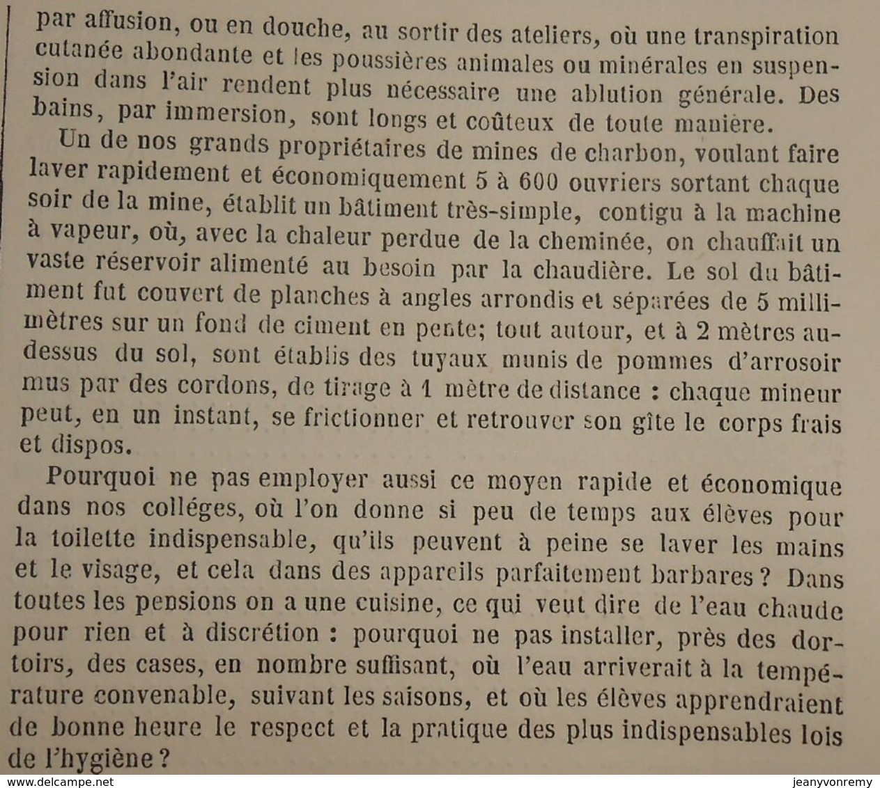 Plan Des Bains Dans Les Habitations Privées. 1869 - Public Works