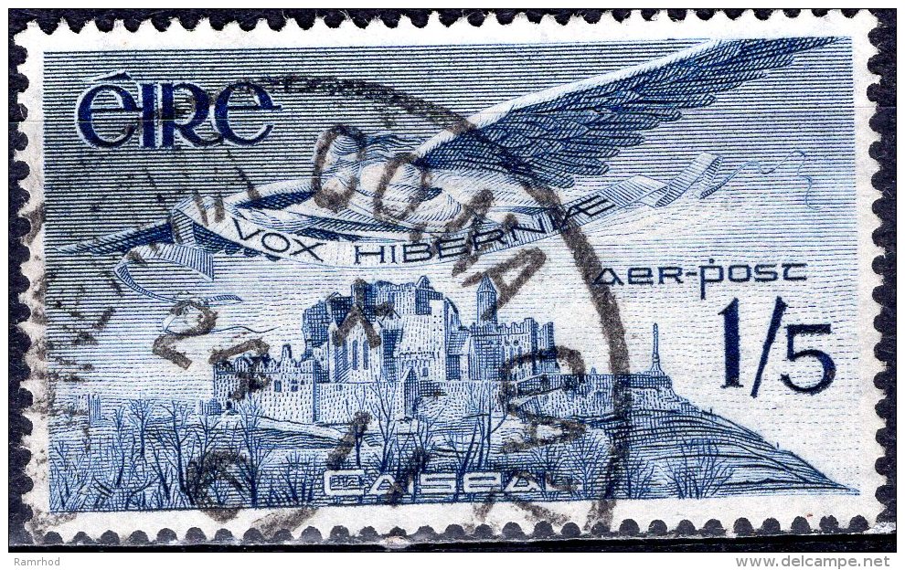 IRELAND 1948 Angel Victor Over Rock Of Cashel -  1s.5d - Blue FU - Poste Aérienne