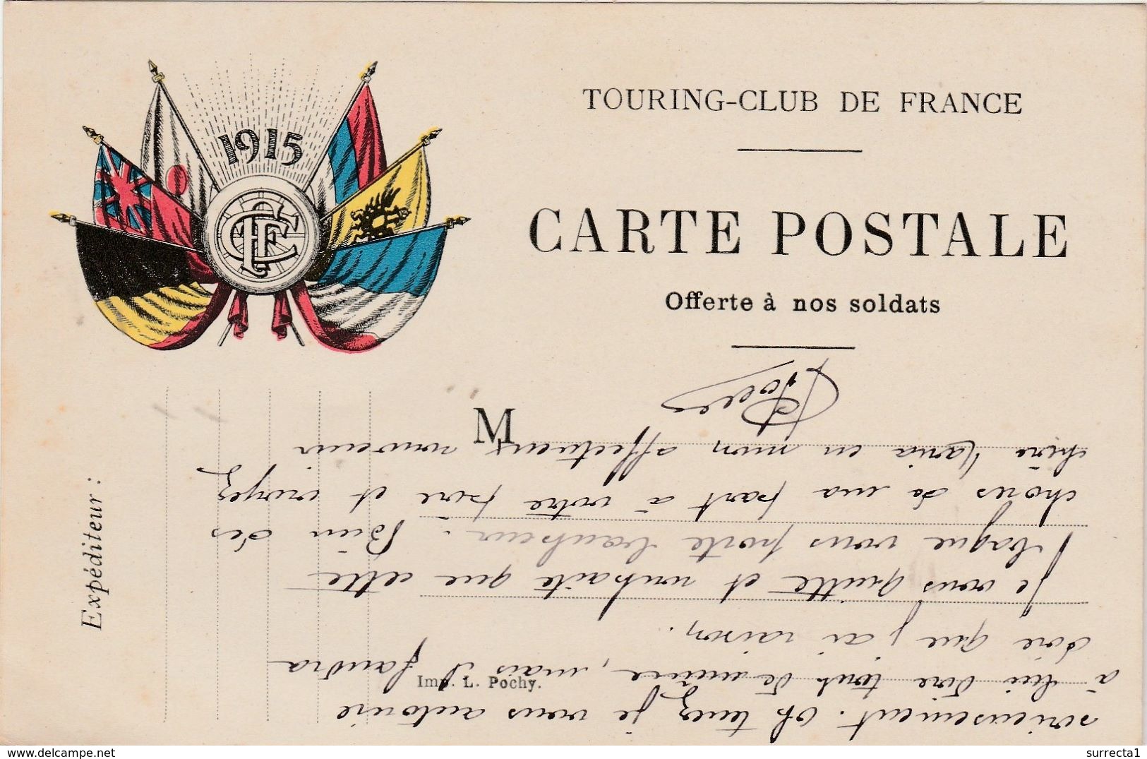 Carte Postale Offerte Aux Soldats / 1915 / Touring Club France - 1914-18
