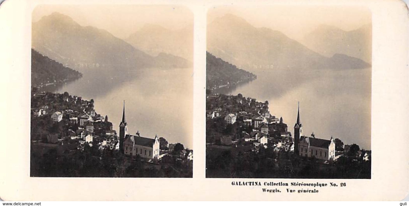 Collection Stéréoscopique GALACTINA N°26 / WEGGIS  (Lucerne) Suisse Vue Générale  -photos Stéréoscopiques NPG 1906 - Stereoscopic