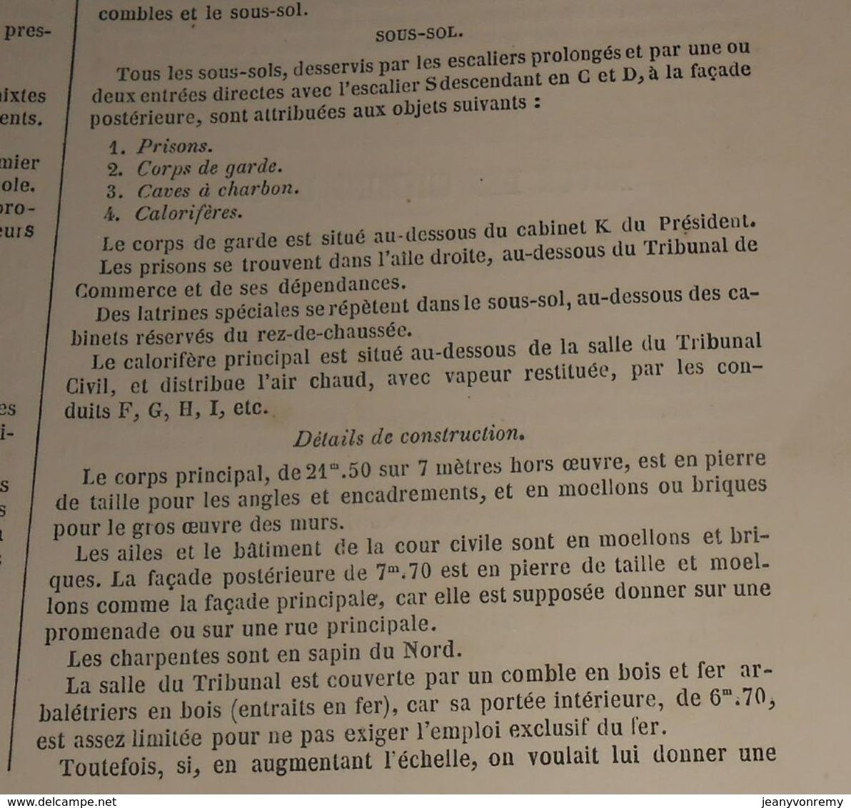 Plan D'un Palais De Justice De Tribunaux Pour Un Chef Lieu D'arrondissement. 1869 - Travaux Publics