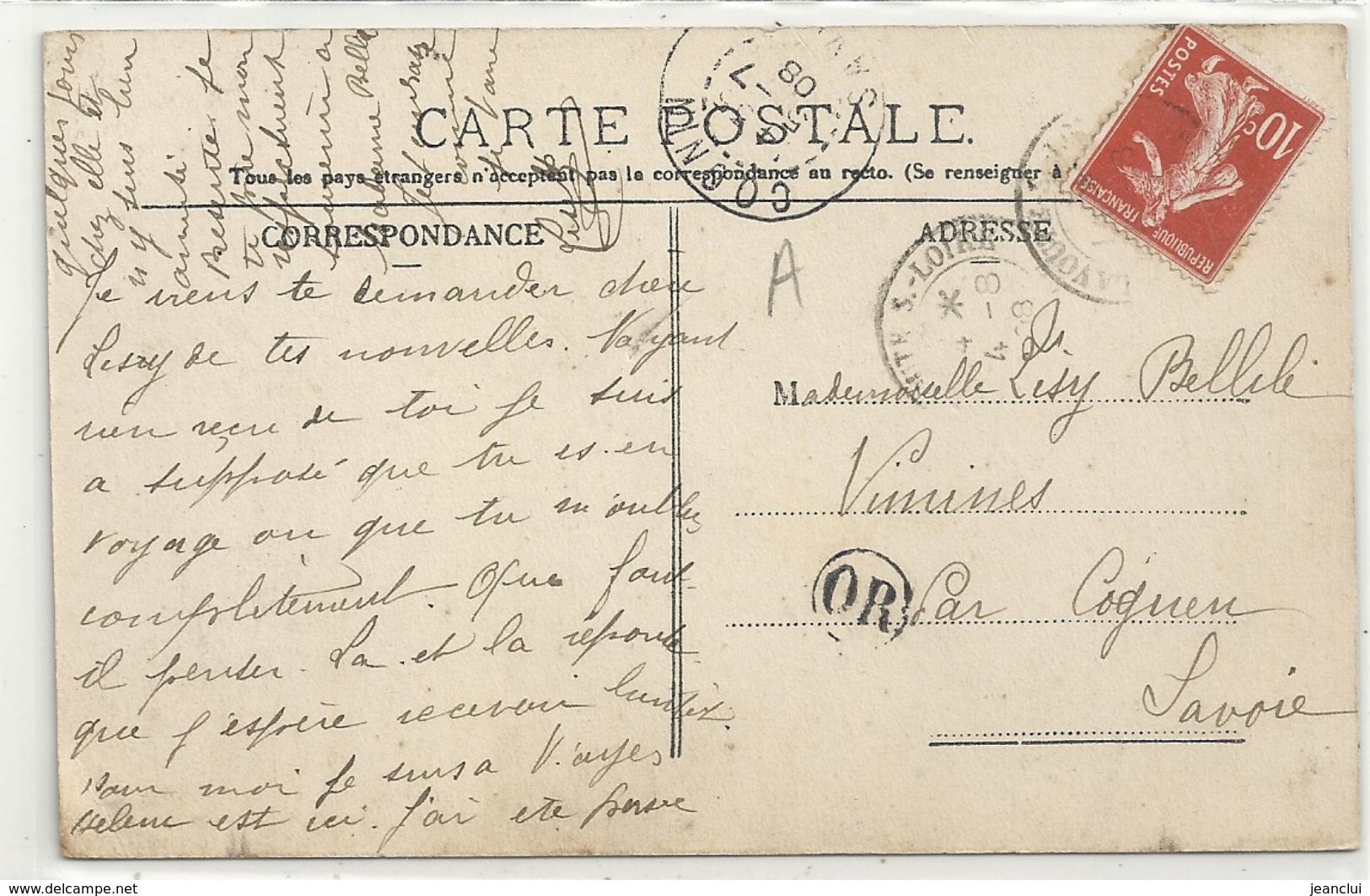 LE PUY-EN-VELAY . ROCHER St-MICHEL D'AIGUILHE + CACHET POSTAL " OR " Origine Rurale . AFFR LE 5-7-1908. 2 SCANES - Le Puy En Velay
