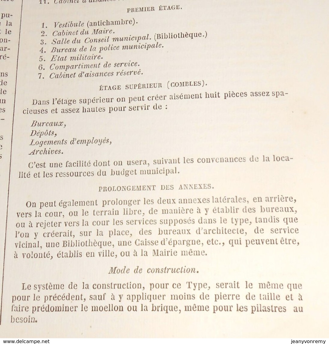 Plan D'une Mairie-Hôtel De Ville. Type N°2. 1869 - Travaux Publics