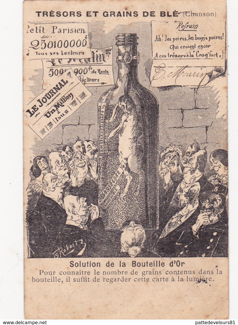 CPA à Système Contre La Lumière Grains De Blé Solution De La Bouteille D' Or Caricature - Hold To Light