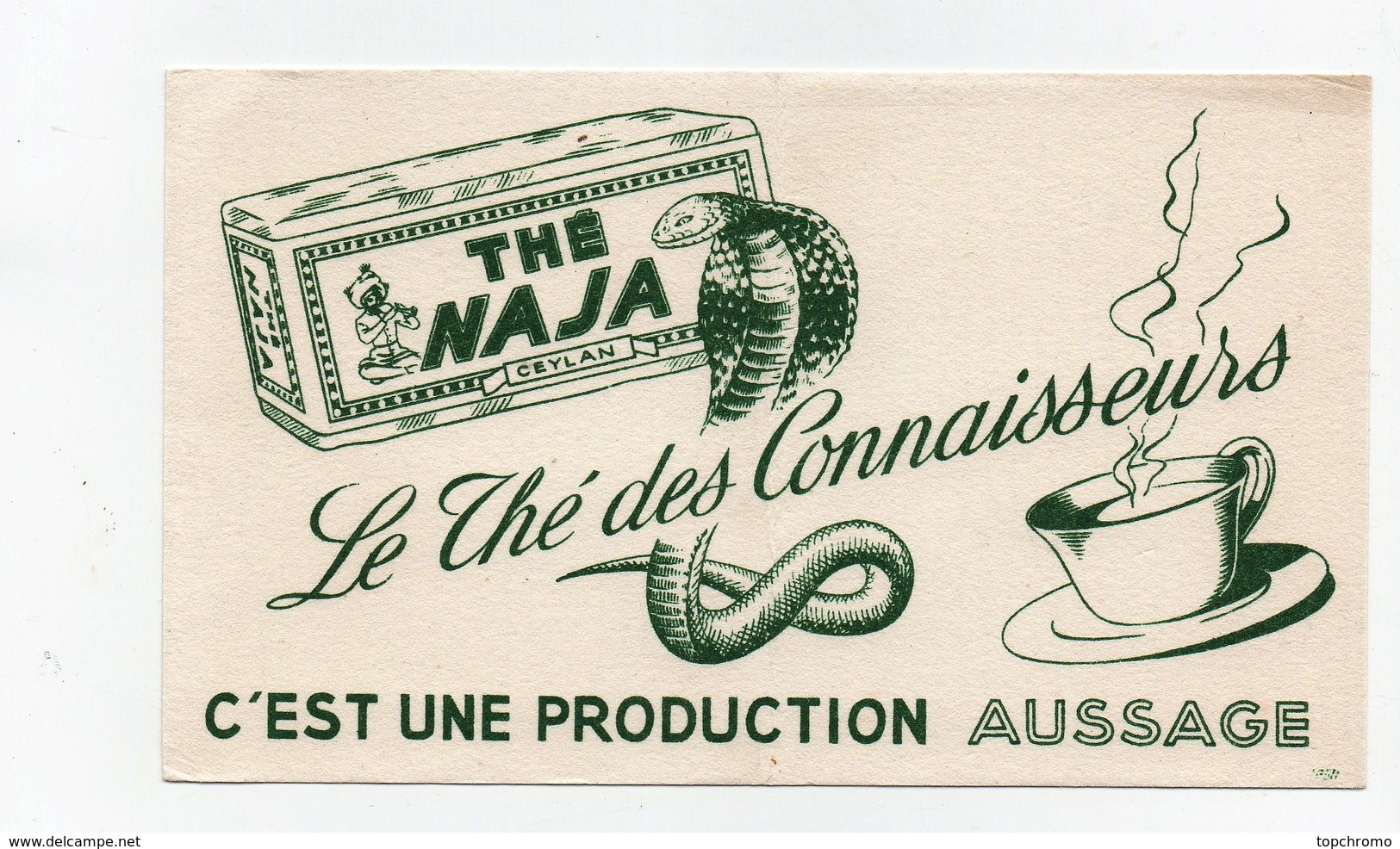 Buvard Thé Naja Ceylan Le Thé Des Connaisseurs Production Aussage Serpent Tasse - Coffee & Tea
