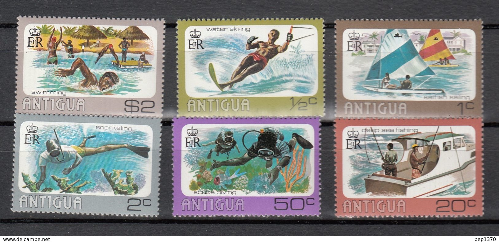 ANTIGUA 1976 - DEPORTES ACUATICOS - YVERT Nº 429-434 - Ski Nautique