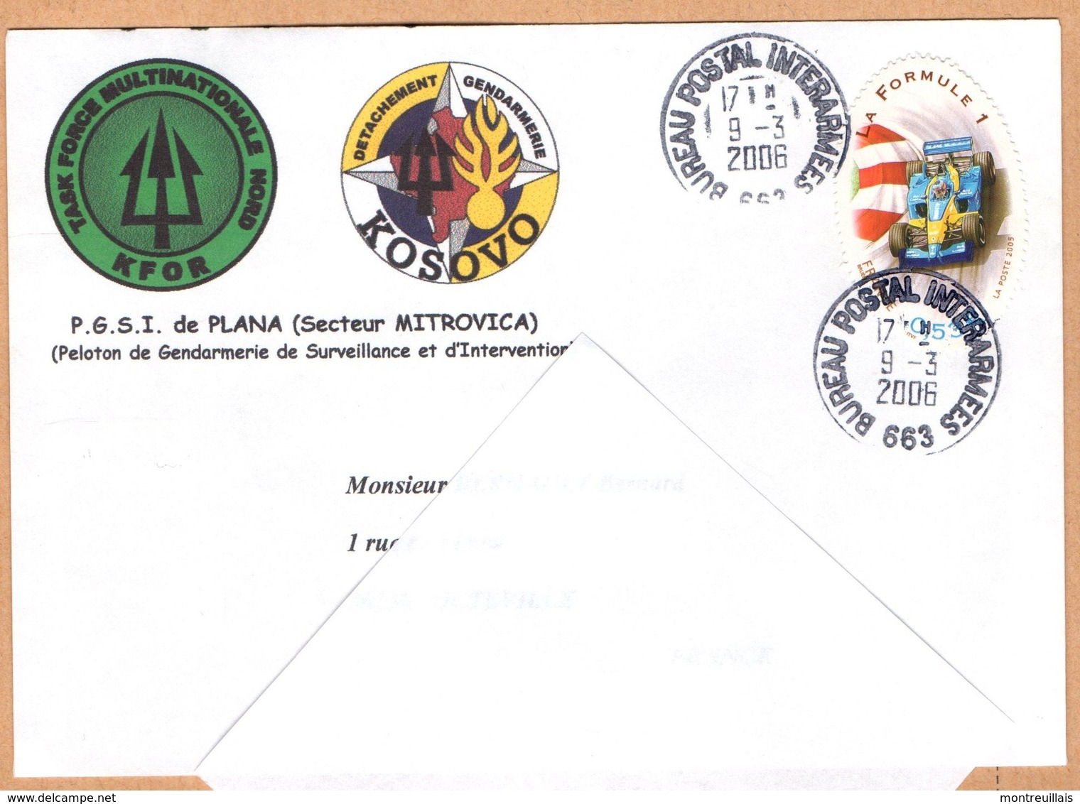 Bureau Postal Militaire 663 De MITROVICA, KOSOVO, Enveloppe De 2006,  KFOR Et Gendarmerie - Kosovo