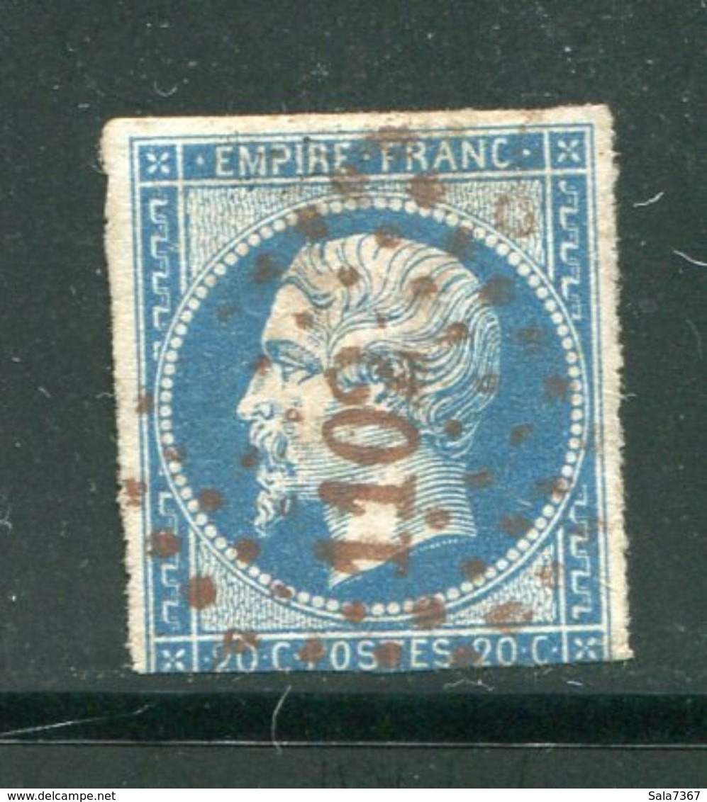 Y&T N°14b- Petit Chiffre Rouge 1102, DIJON (20) - 1853-1860 Napoleon III