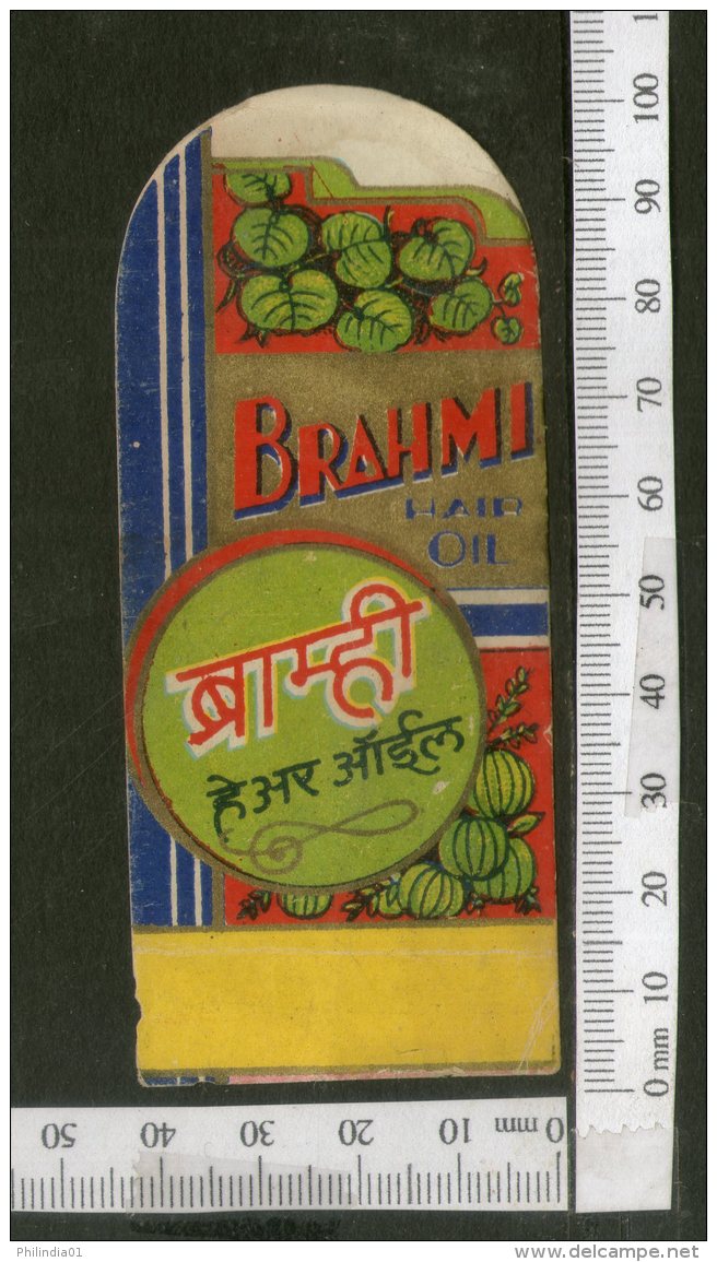 India Vintage Trade Label Brahmi Essential Hair Oil Label # LBL79 - Etiquettes