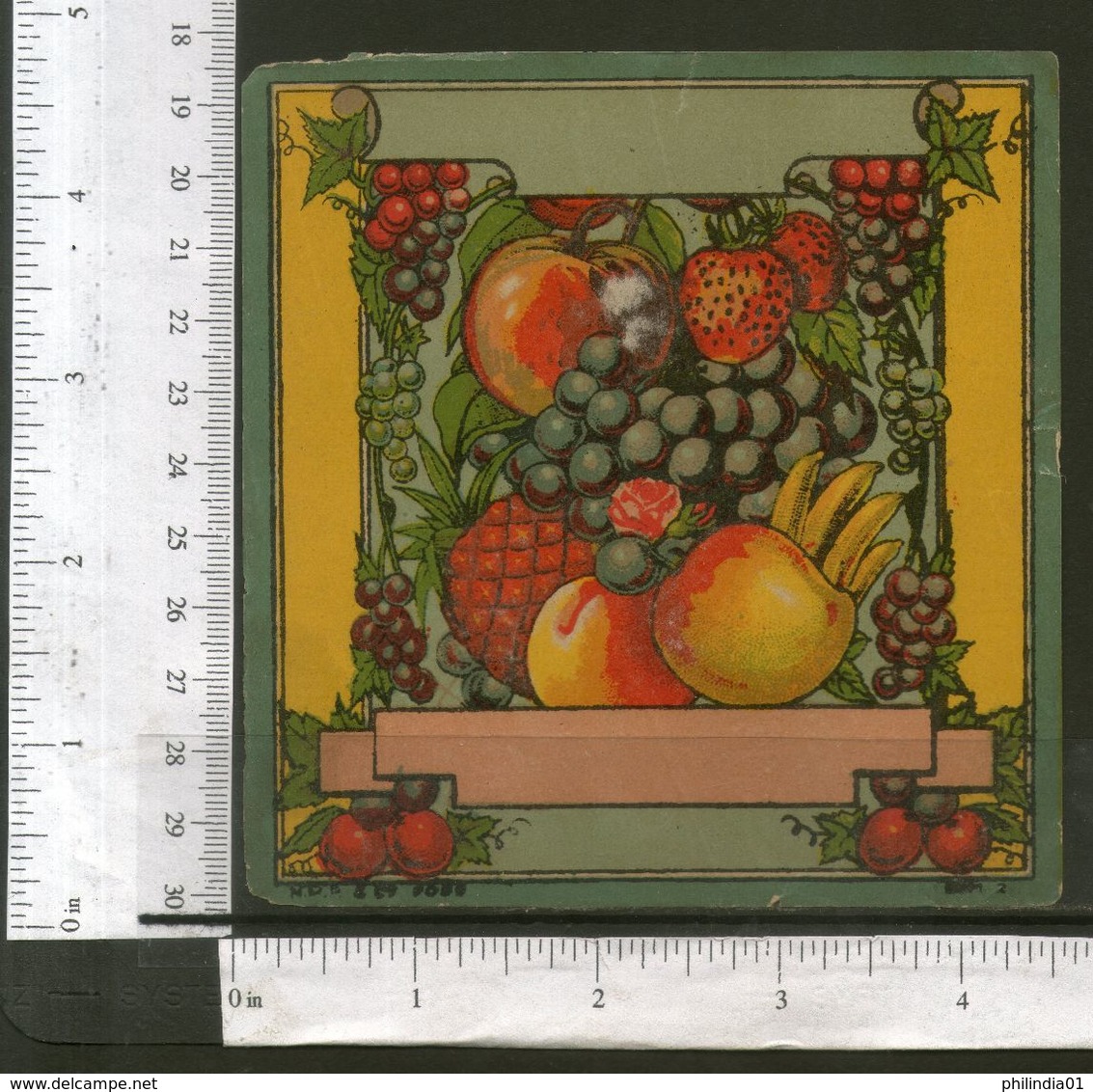 India Vintage Trade Label Grapes Banana Mango Strawberry Fruits Label # LBL102 - Labels