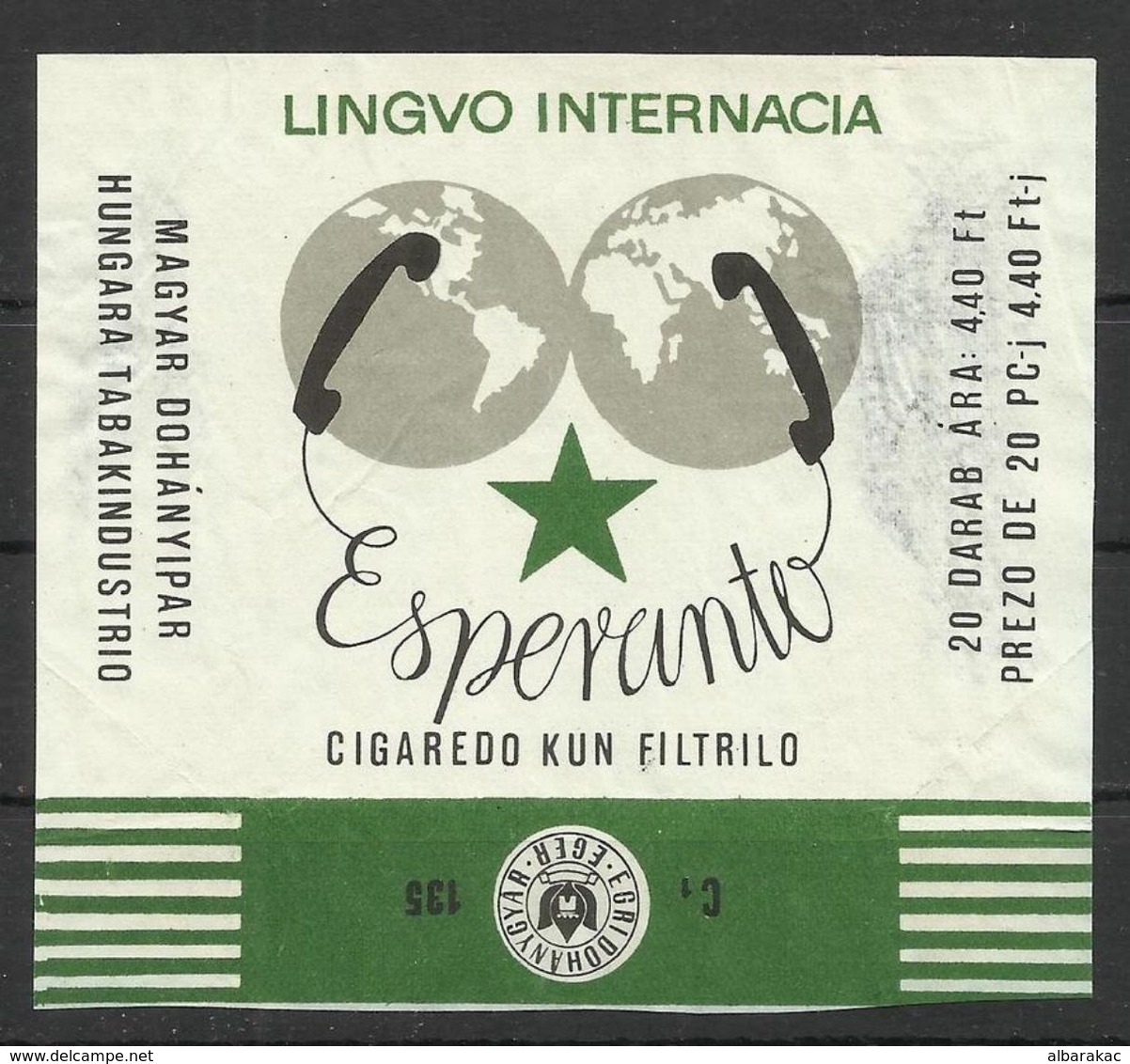 Advertising ESPERANTO Cigarette - Cigaredo Kun Filtrilo ,, Hungary Tabakindustrio - Labels