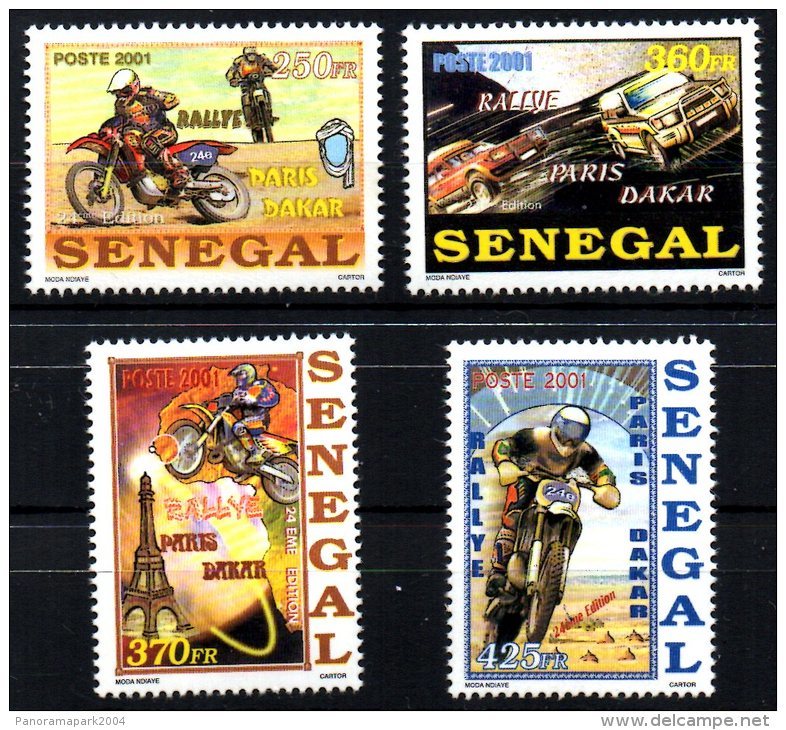 Sénégal 2001 24e Rallye Paris Dakar Motocross Motorcycle Motorsport Voiture Car Sport 4 Val. RARE  **MNH - Sénégal (1960-...)