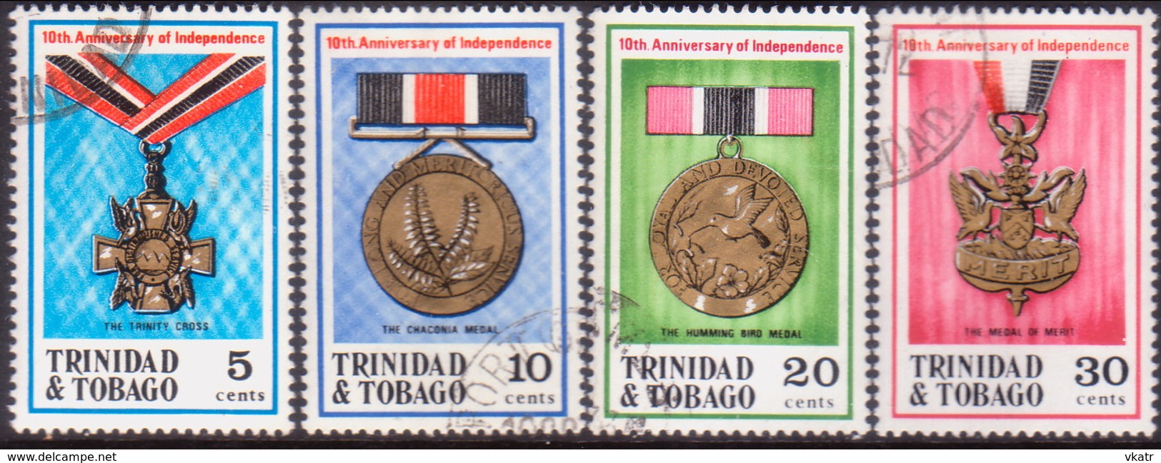 TRINIDAD & TOBAGO 1972 SG #417-20 Compl.set Used 10th Anniv Independence - Trinidad & Tobago (1962-...)
