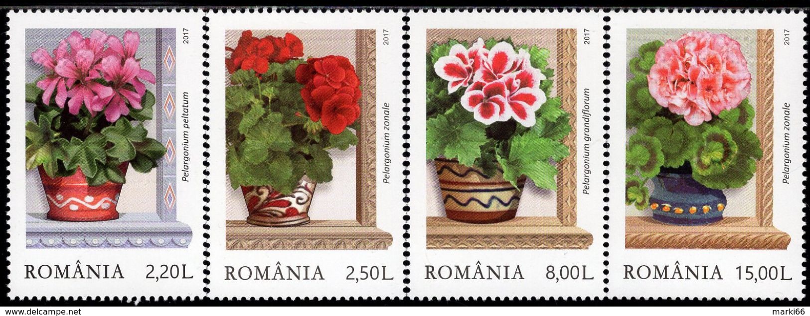 Romania - 2017 - Window Smile Geraniums - Mint Stamp Set - Unused Stamps