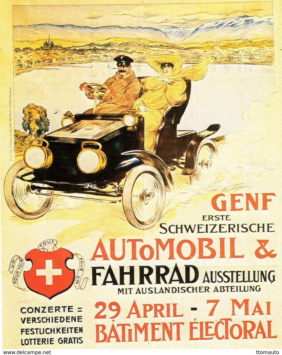 GENF Erste Schweizerische Automobil & Fahrrad Ausstellung  -  Publicité    -  CPM - Voitures De Tourisme