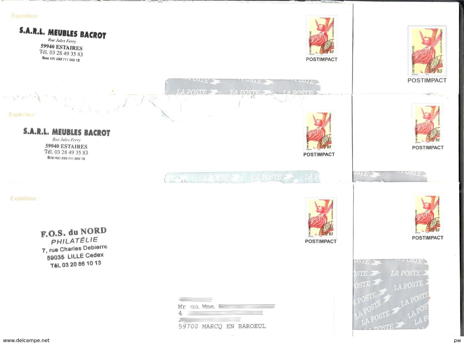 FRANCE 2003 ENTIERS YT N° PREO247-E3/E5 Et Utres ORCHIDEE DE SAVOIE UTILISES - Lettres & Documents