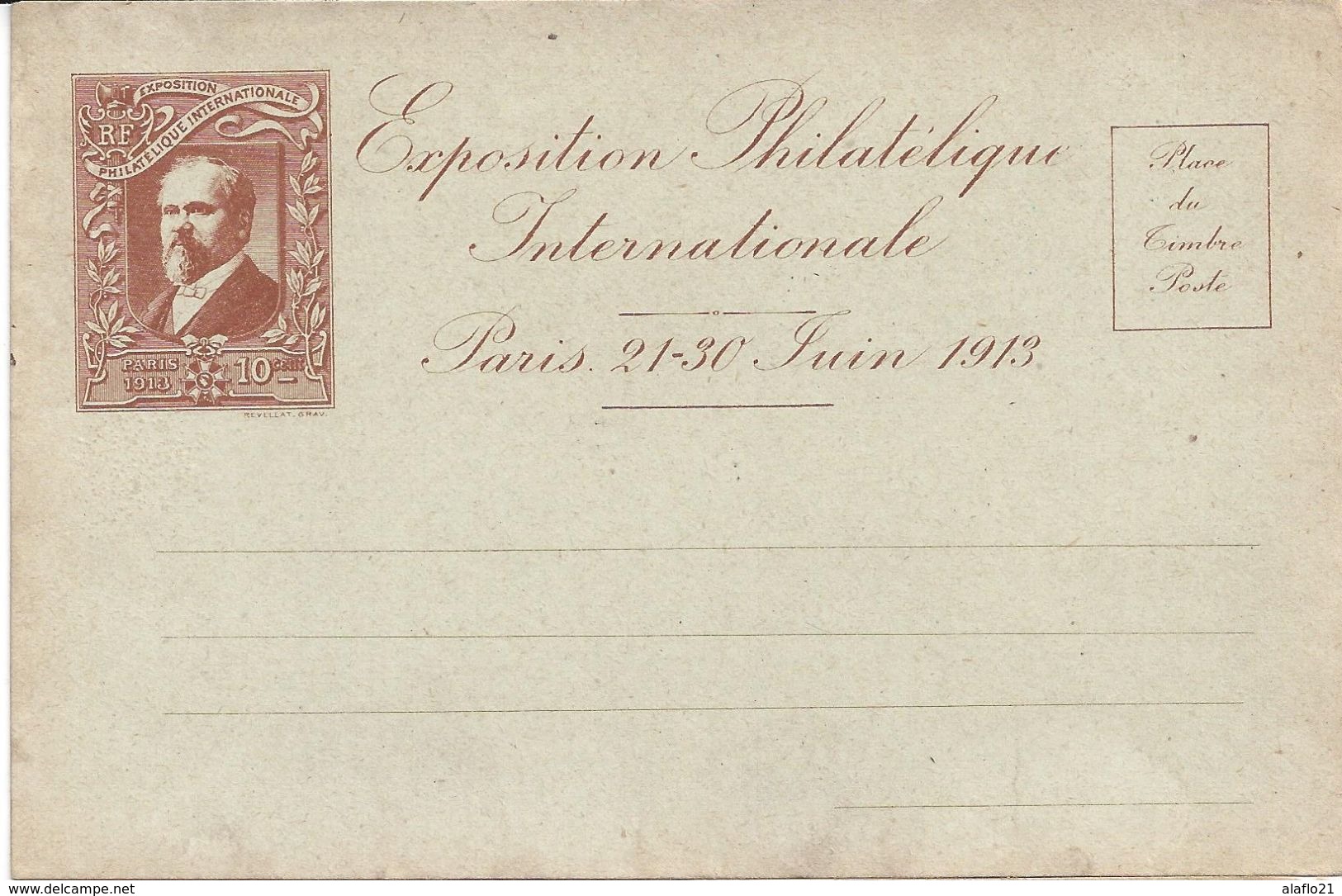 CARTE NEUVE EXPOSITION PHILATELIQUE INTERNATIONALE PARIS  - JUIN 1913 - MARRON - Lettres & Documents