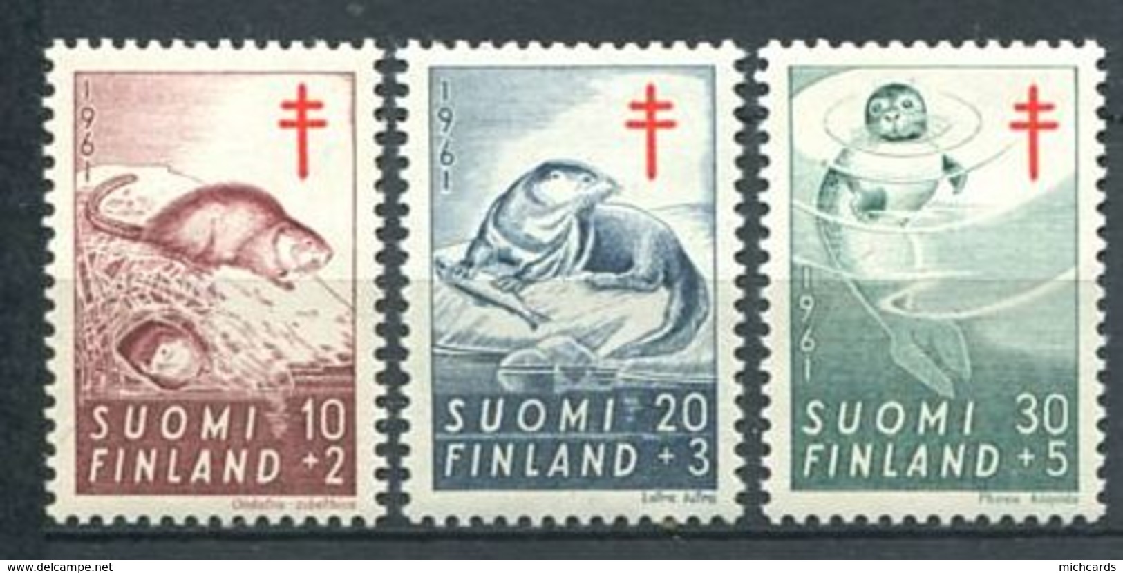 223 FINLANDE 1961 - Yvert 512/14 - Rat Loutre Phoque Antituberculeux Croix Rouge - Neuf **(MNH) Sans Trace De Charniere - Nuovi