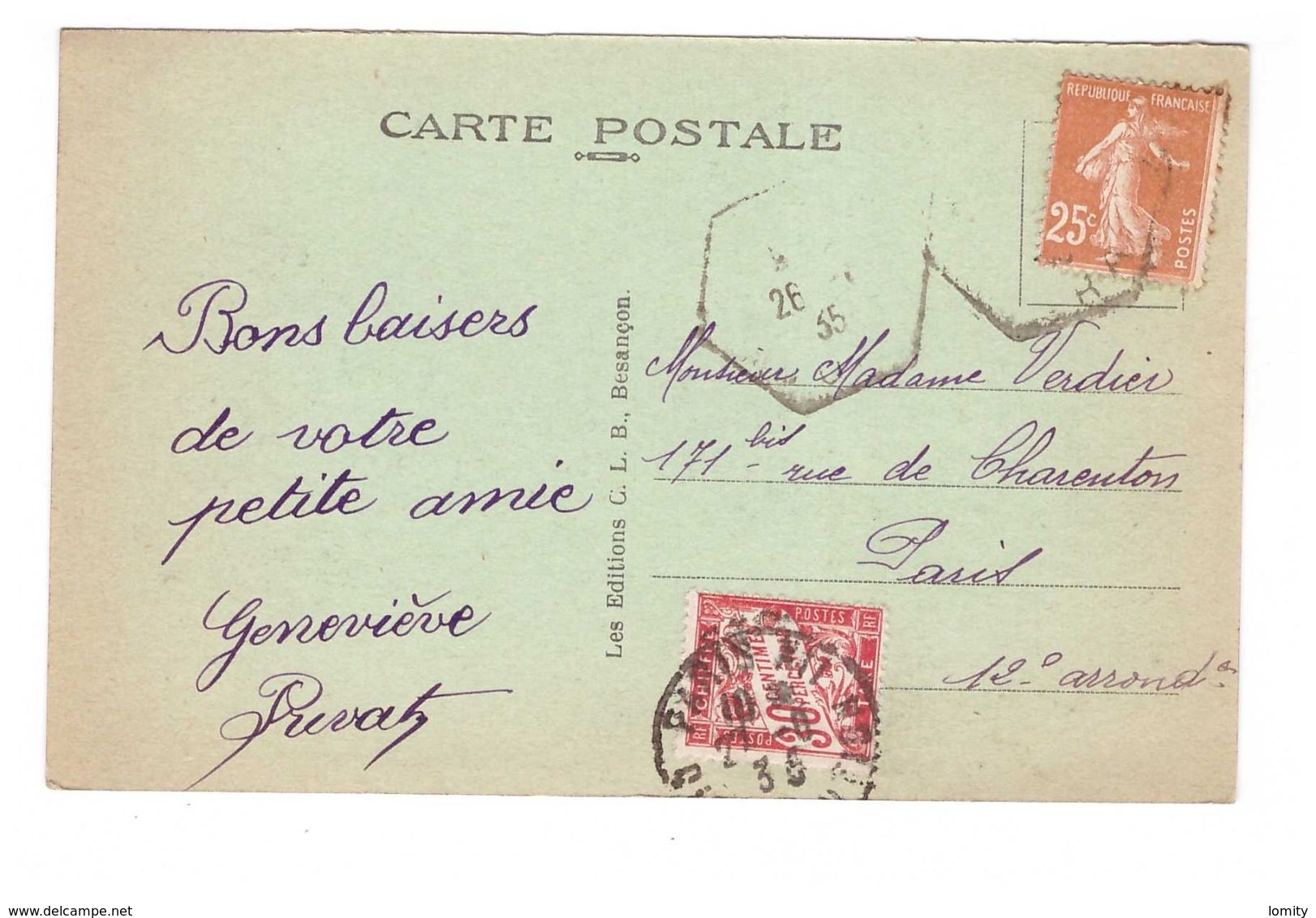 39 Le Chateau De Rans Environs De Ranchot Cpa Carte Taxée Timbre Taxe à 30 Centimes 1935 - Other & Unclassified