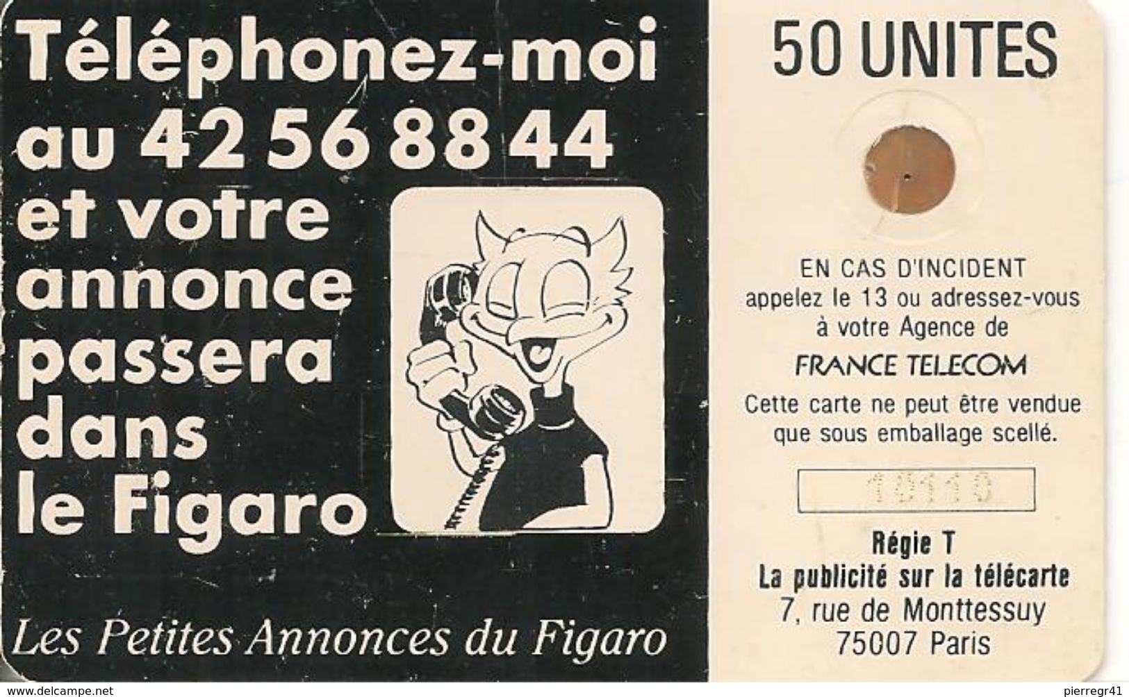 CARTE-PUCE-PRIVEE-D-1989-D74-SC4ob-LE FIGARO-Couronne Evidée-5 Impacts 10110-ETAT Usagé - Privées