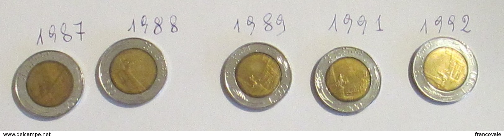 Italia 5 Monete 500 Lire Bimetallica Lotto 2 1987 1988 1989 1991 1992 - 500 Lire