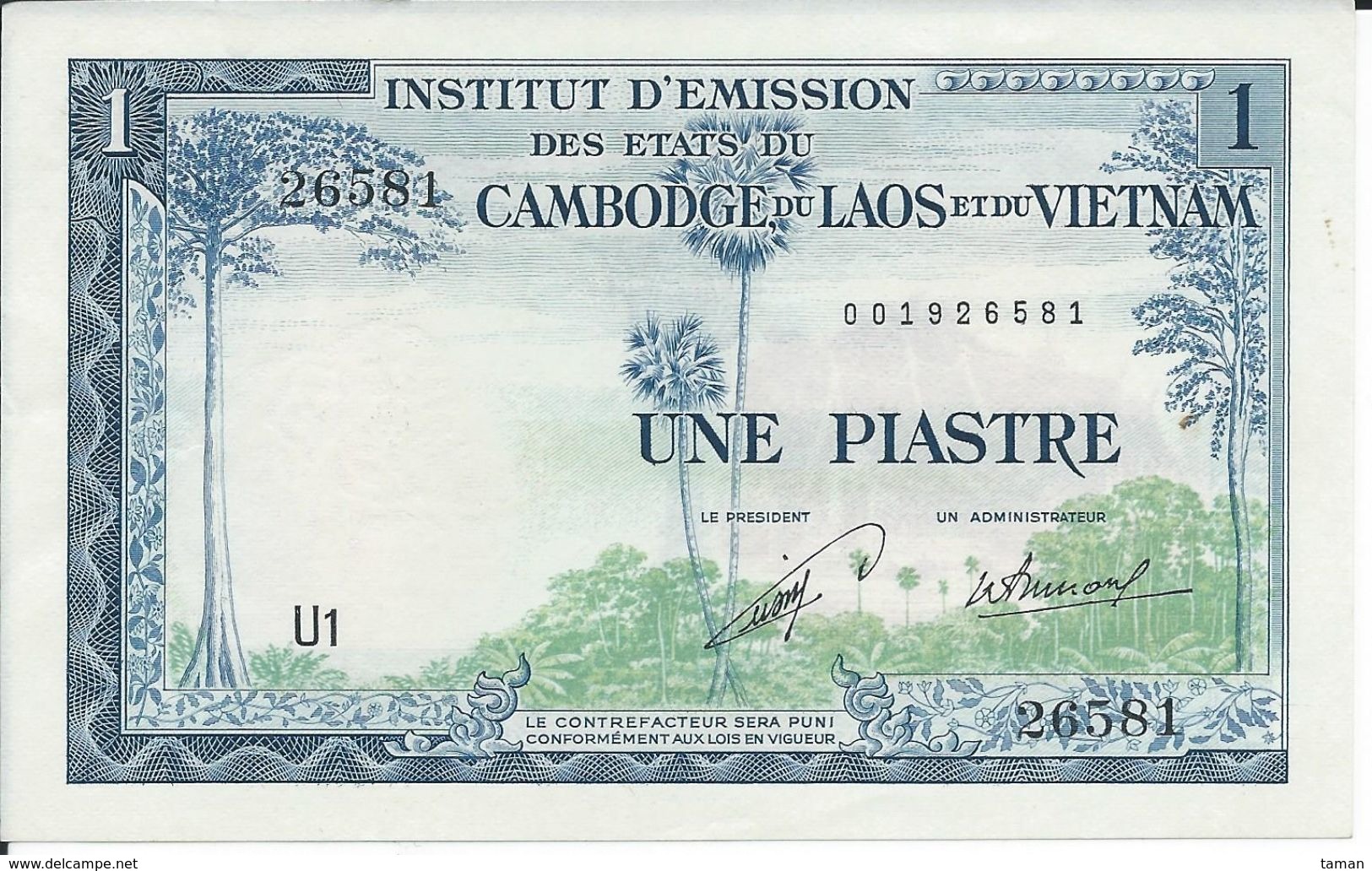 Indochine  1 Piastre  Nd(1954)   P100  Neuf - Indochina