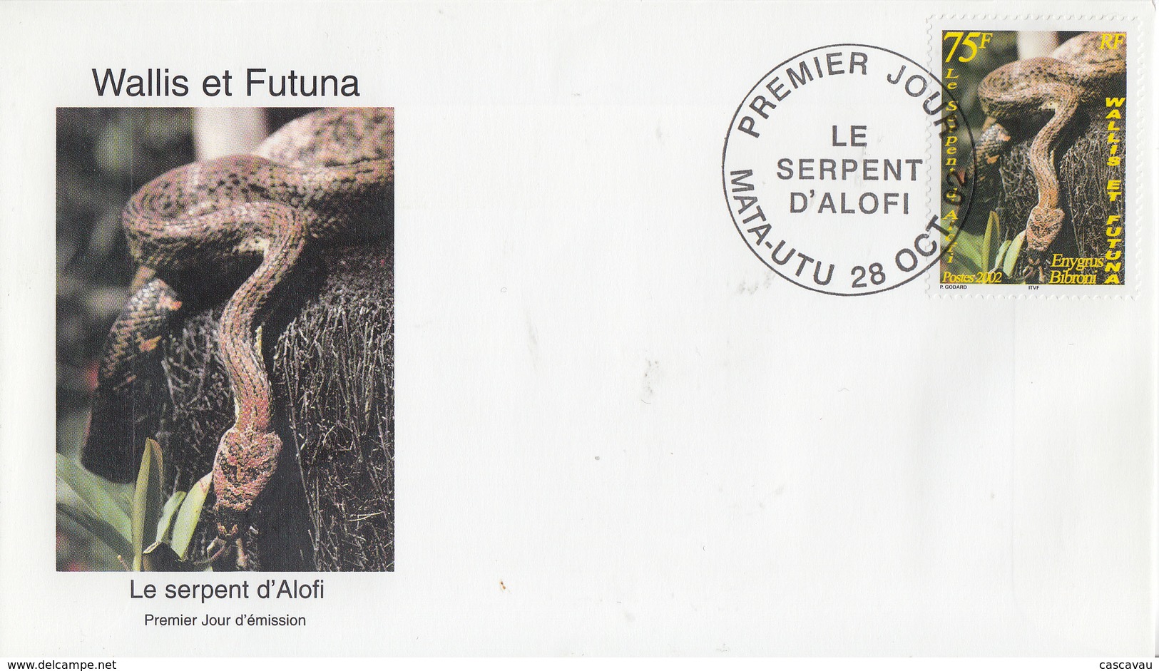 Enveloppe  FDC   1er   Jour     WALLIS  Et  FUTUNA     Serpent  D' Alofi    2002 - Snakes