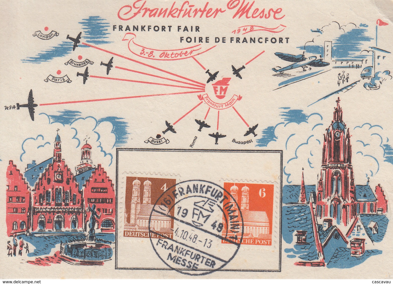 Carte   ALLEMAGNE   Foire  De  FRANCFORT    1948 - Autres & Non Classés