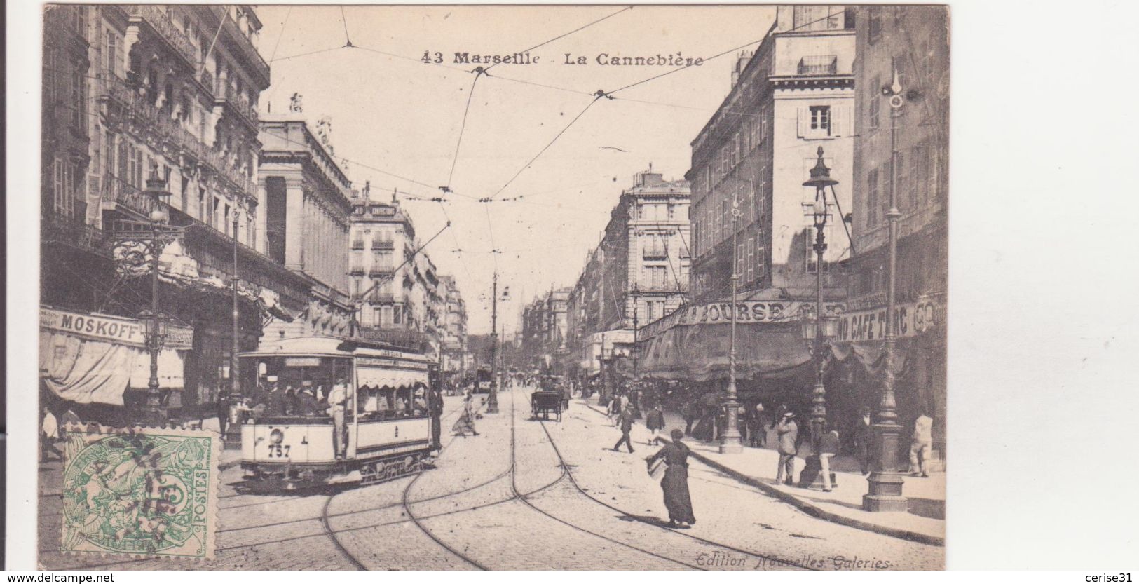 CPA -  43. Marseille, La Cannebière - Canebière, Centre Ville