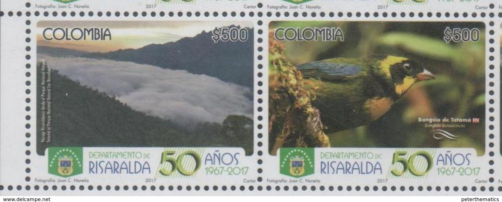 COLOMBIA, 2017, MNH, RISARALDA DEPARTMENT, BIRDS, MOUNTAINS, 2v - Other & Unclassified