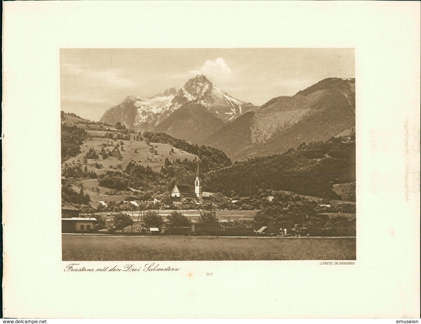 Kupfertiefdruck : Feldkirch. Frastanz Mit Den Drei Schwestern. - Estampes & Gravures