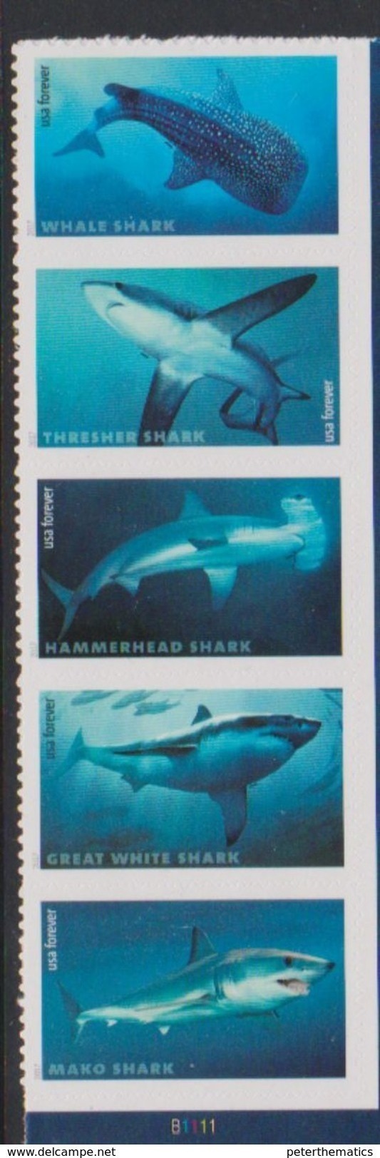 USA , 2017, MNH, SHARKS, 4v - Peces