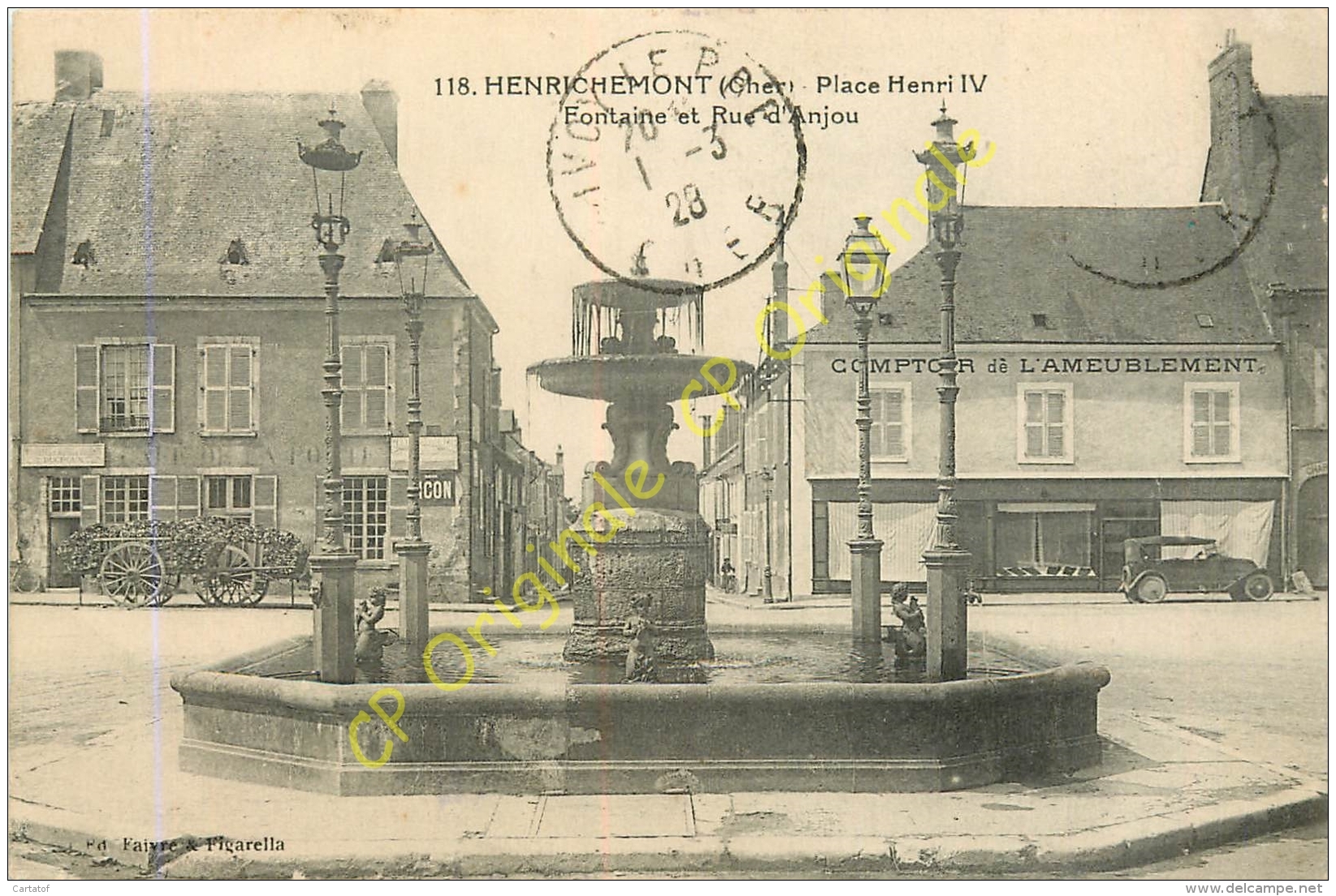 18.  HENRICHEMONT .  Place Henri IV . Fontaine Et Rue D'Anjou . - Henrichemont