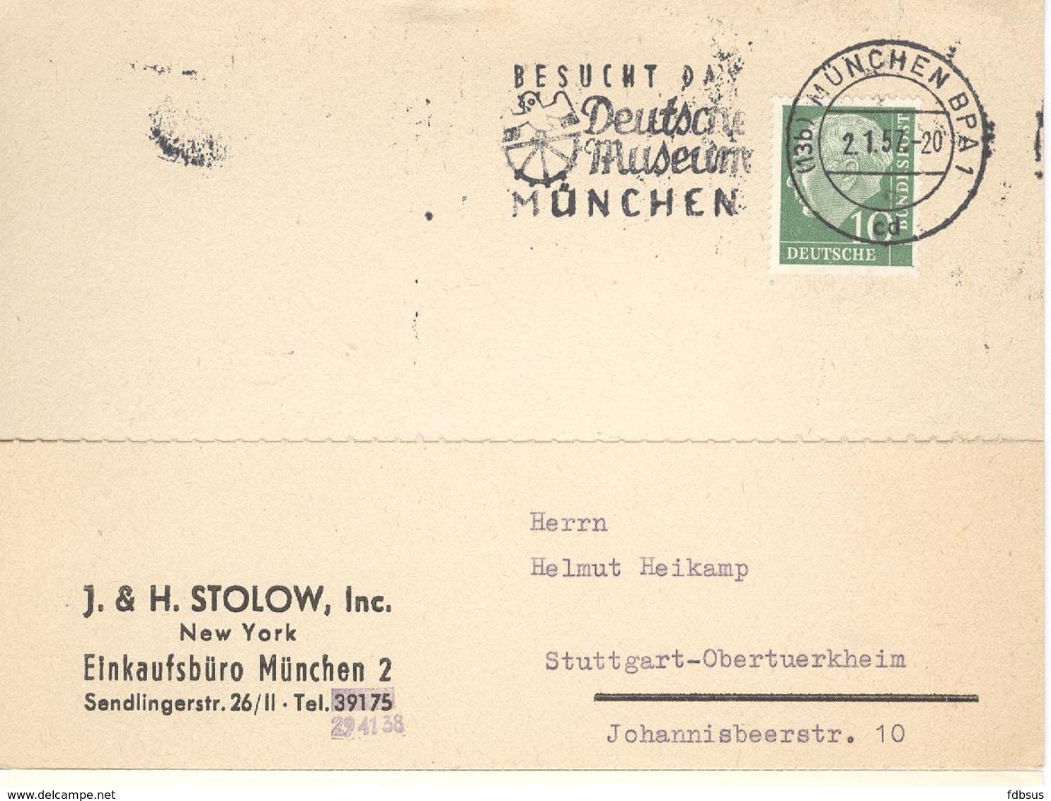 1957 Mi Nr 183 ( Theodore Heuss ) Auf  Postkarte Gelaufen Munchen -  Mit Sonderstempel   Besucht Deutsche Museums - Cartes Postales Privées - Oblitérées