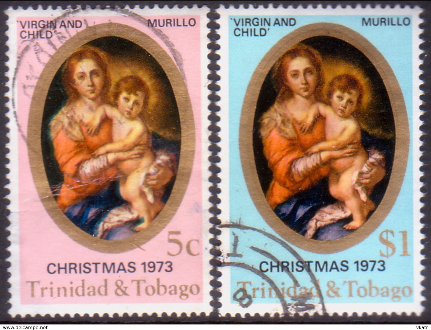 TRINIDAD & TOBAGO 1973 SG #448-49 Compl.set Used Christmas - Trinidad & Tobago (1962-...)