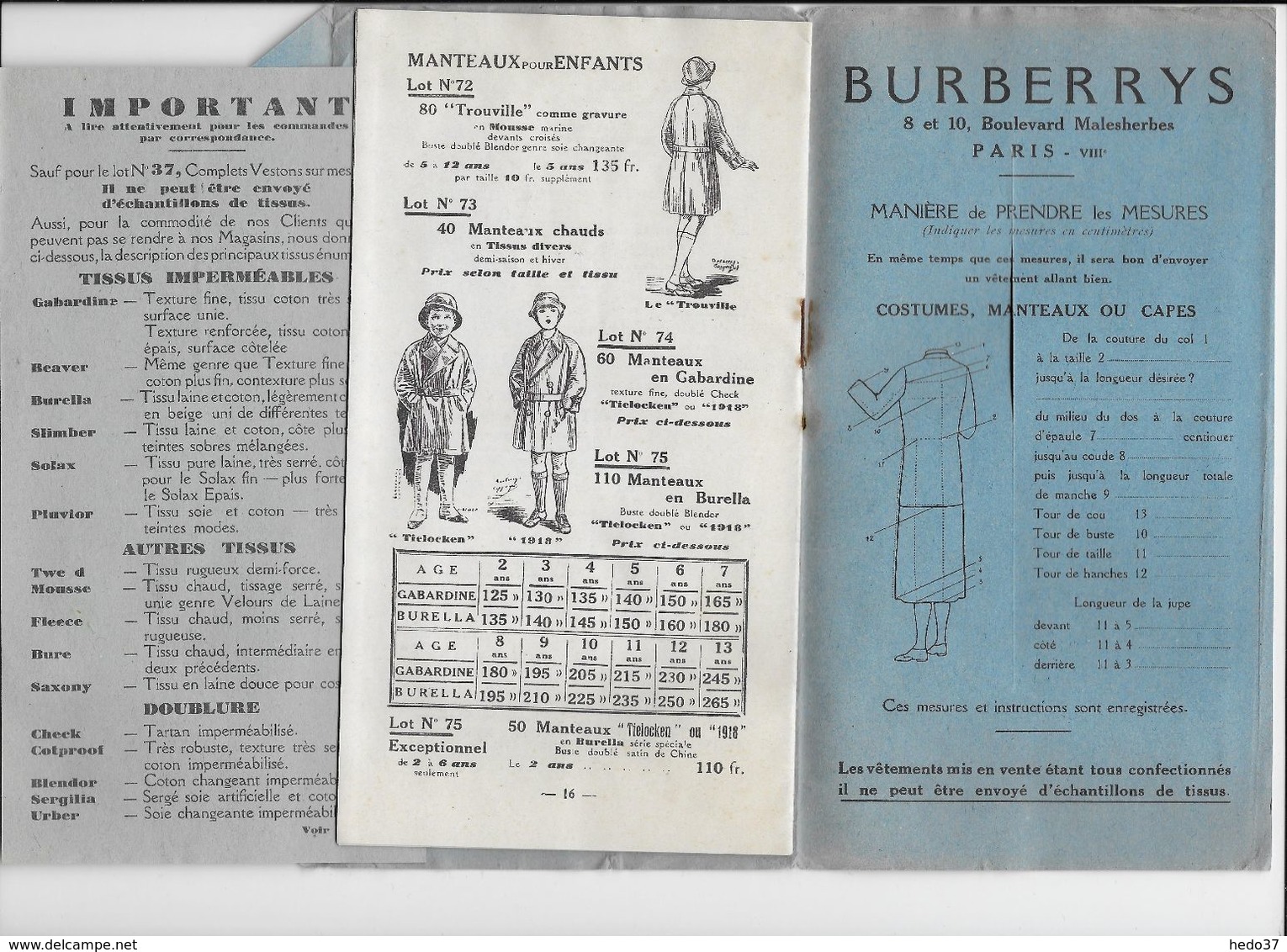 Catalogue Burberry's - Années 1930 - Literatur