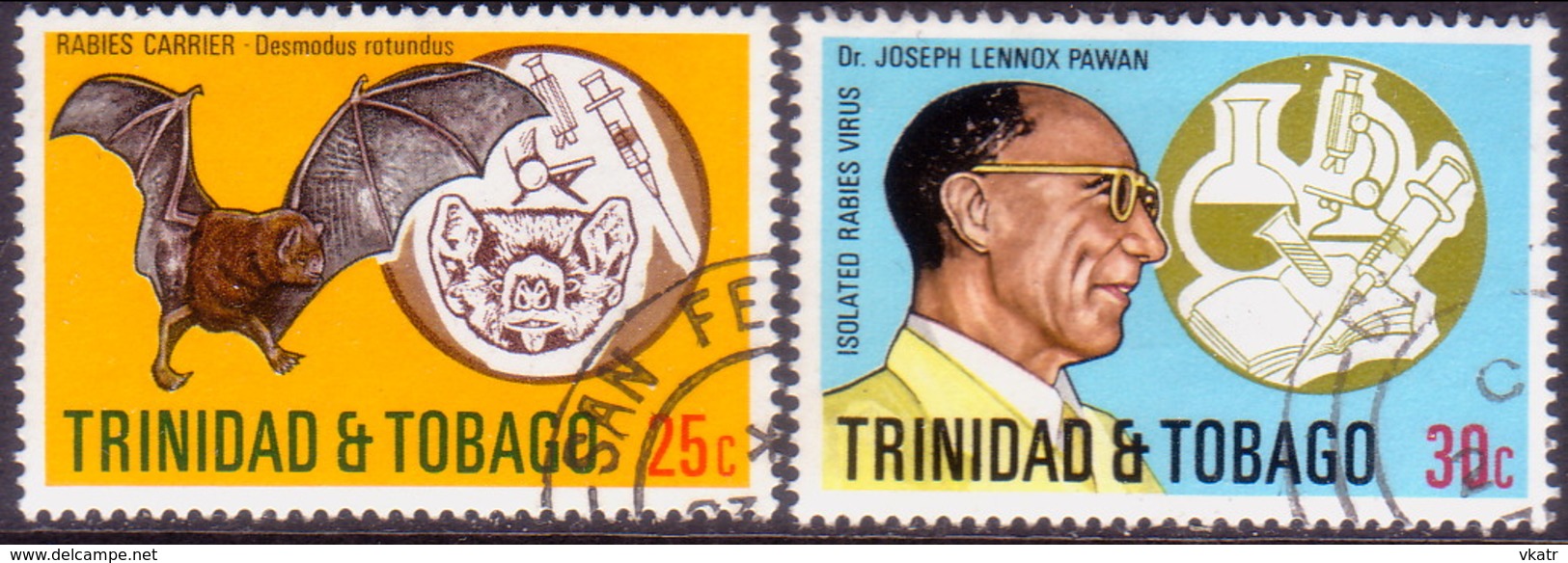 TRINIDAD & TOBAGO 1975 SG #459-60 Compl.set Used Isolation Of Rabies Virus - Trinidad & Tobago (1962-...)