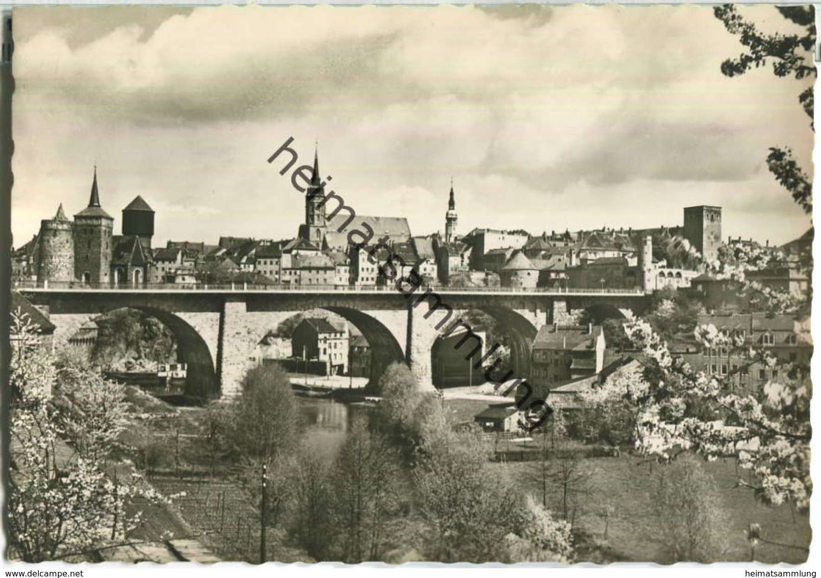 Bautzen - Friedensbrücke Mit Altstadt - Foto-Ansichtskarte Grossformat - VEB Volkskunstverlag Reichenbach 50er Jahre - Bautzen