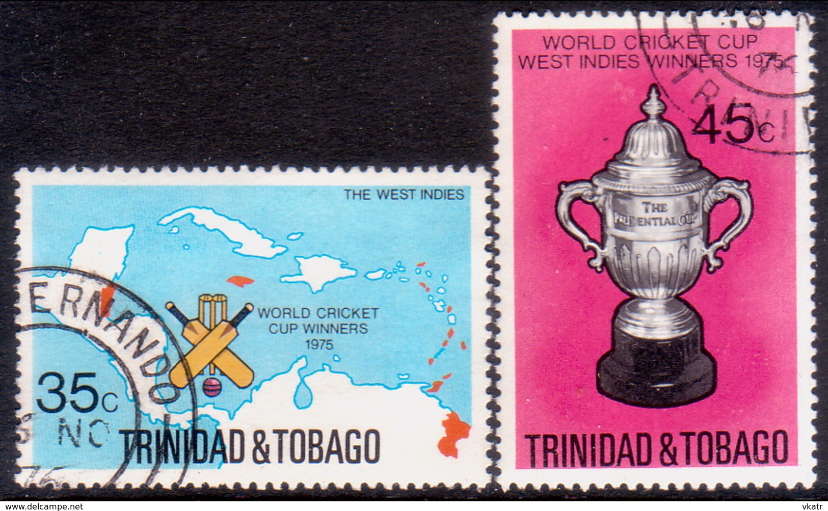 TRINIDAD & TOBAGO 1976 SG #474-75 Compl.set Used Cricket Cup - Trinidad & Tobago (1962-...)