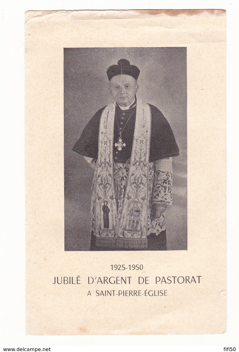 IMAGE PIEUSE PORTRAIT ANNONCANT LE JUBILE D'ARGENT DE PASTORAT DE FR LOIVET à St Pierre Eglise 50 Le 10 Aout 1950t - Autres & Non Classés