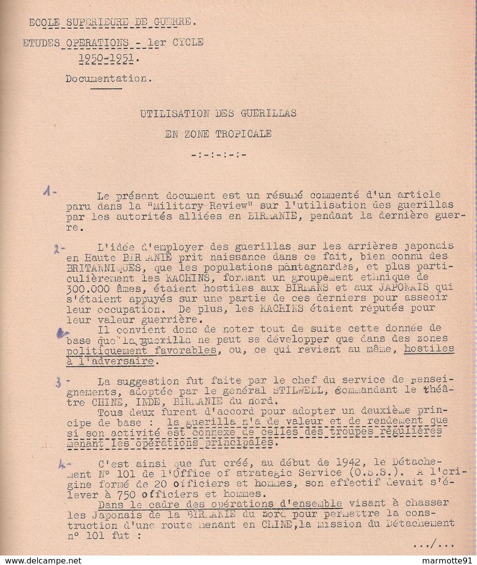 OPERATION DE LANG-SON 1885 CONQUETE INDOCHINE ARMEE FRANCAISE COLONIE ECOLE SUPERIEURE GUERRE 1951 - Francese