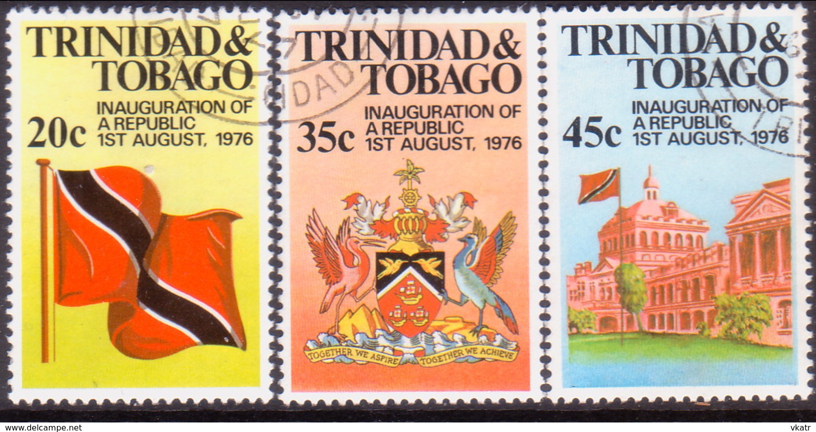 TRINIDAD & TOBAGO 1977 SG #508-10 Compl.set Used Inauguration Of The Republic - Trinidad Y Tobago (1962-...)