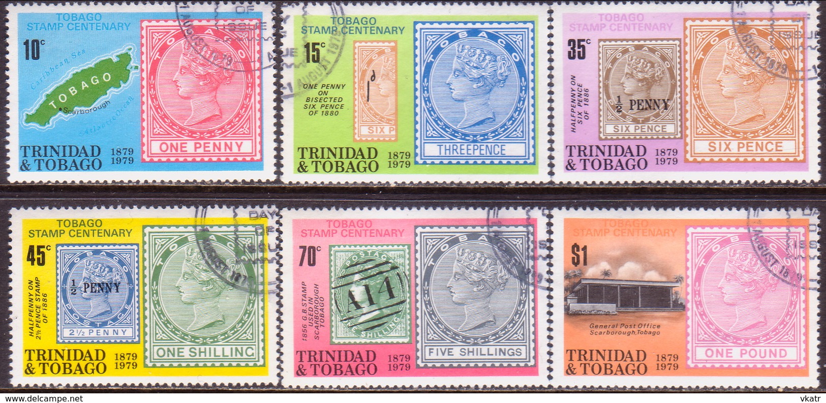 TRINIDAD & TOBAGO 1979 SG #544-49 Compl.set Used Tobago Stamp Centenary - Trinité & Tobago (1962-...)