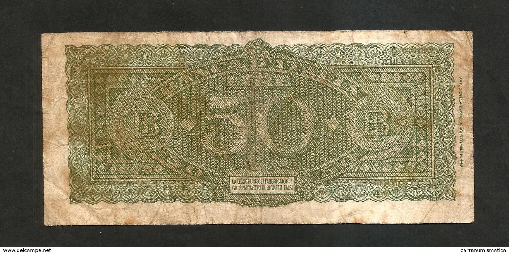 ITALIA - BANCA D' ITALIA - 50 Lire Italia Turrita (1944) LUOGOTENENZA - 50 Lire