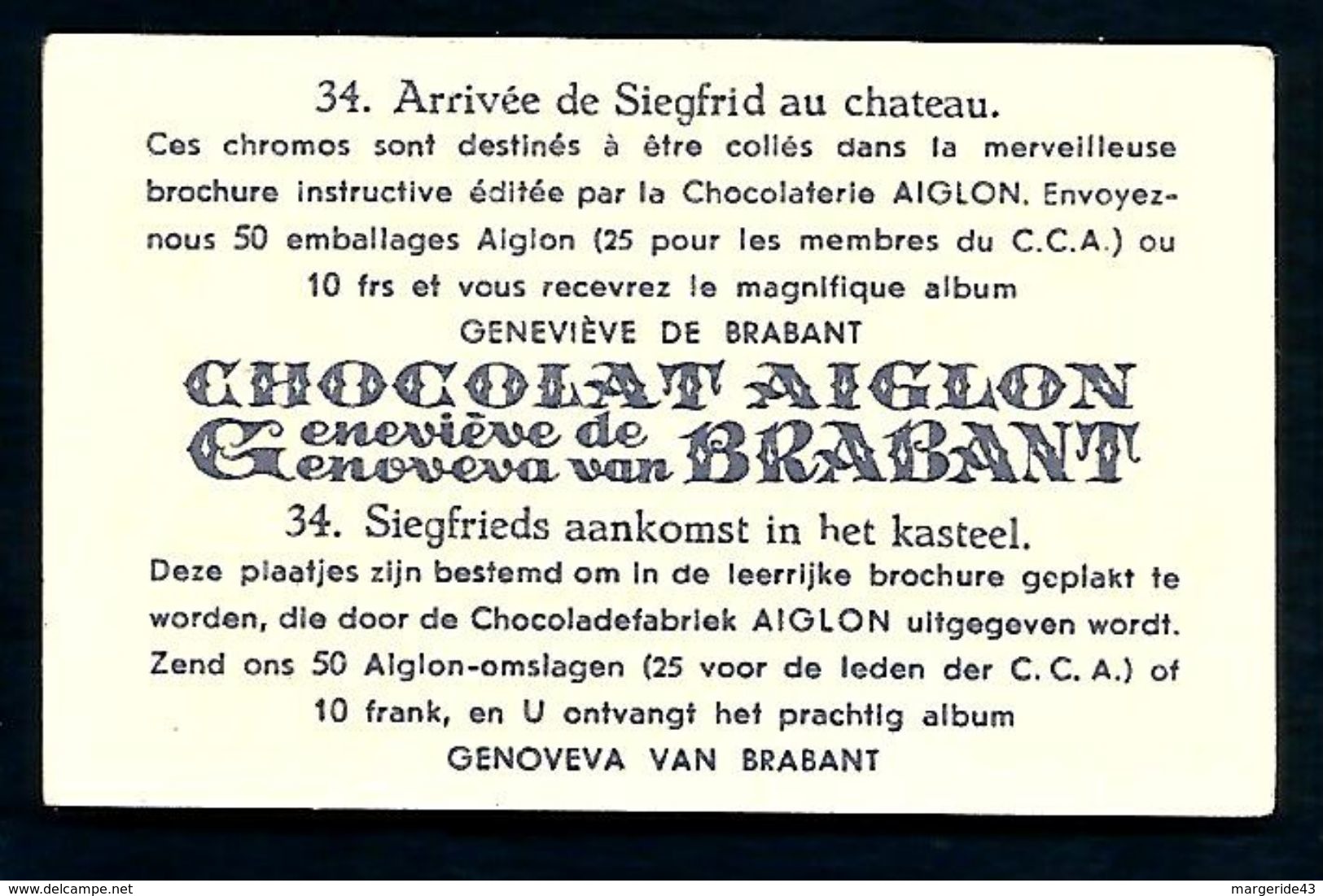 CHROMOS CHOCOLAT L'AIGLON - GENEVIEVE DE BRABANT N°34 - Aiglon