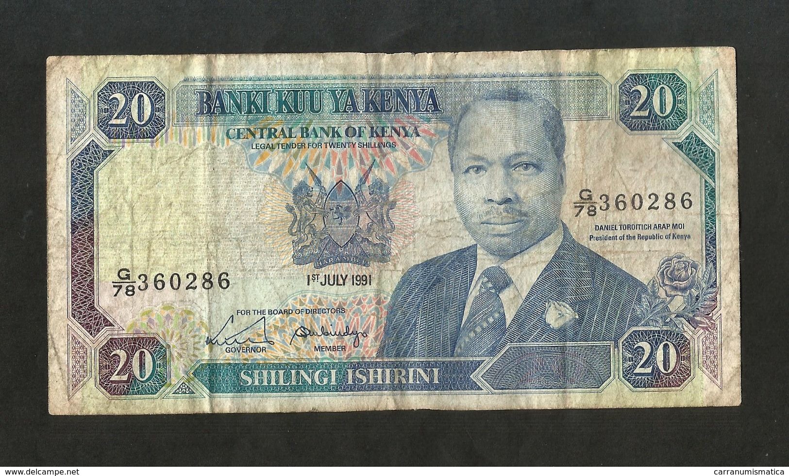 [NC] KENYA - CENTRAL BANK Of KENYA - 20 SHILLINGS (1991) - D. TOROITICH ARAP MOI - Kenya