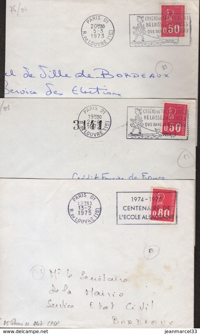 Lettres Avec Marques Noires En Diagonale Au Recto De L'enveloppe B1 - C3 - I3 - Storia Postale